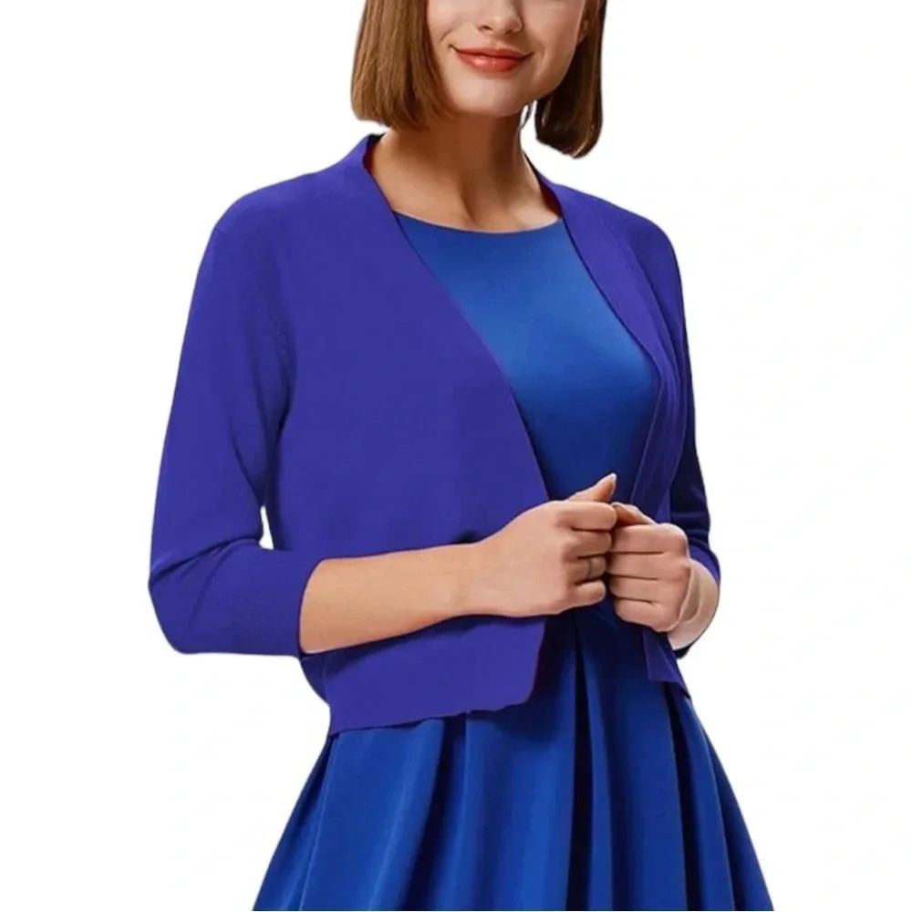 NWT GRACE KARIN Women's 3/4 Sleeve Cardigan Knit Sweaters Open Front Shrug - Picture 3 of 7